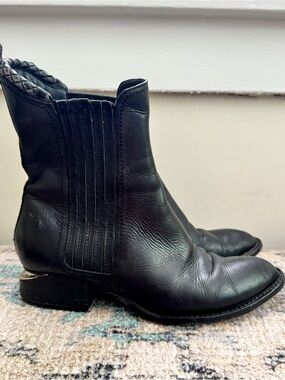 Alexander Wang Anouck Black Leather Ankle Boots Pull On *NEEDS REPAIR* EU 38
